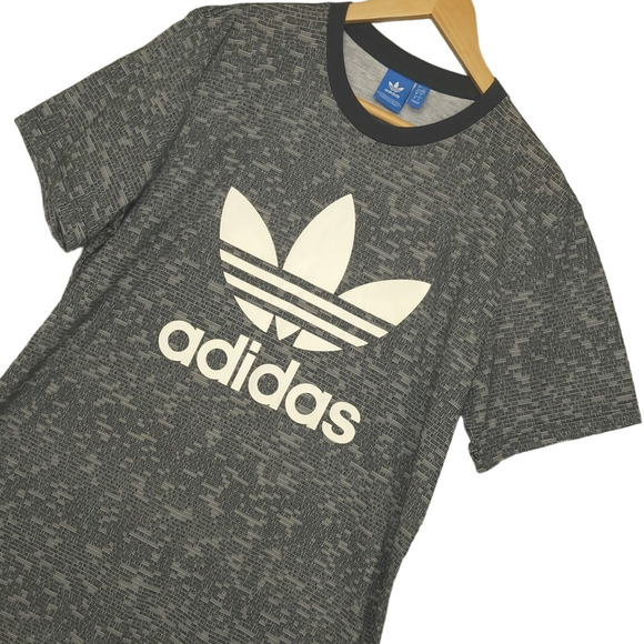 Adidas Originals Men’s Trefoil Allover Print T-Shirt Size Large Gray AY8360 - Picture 1 of 14